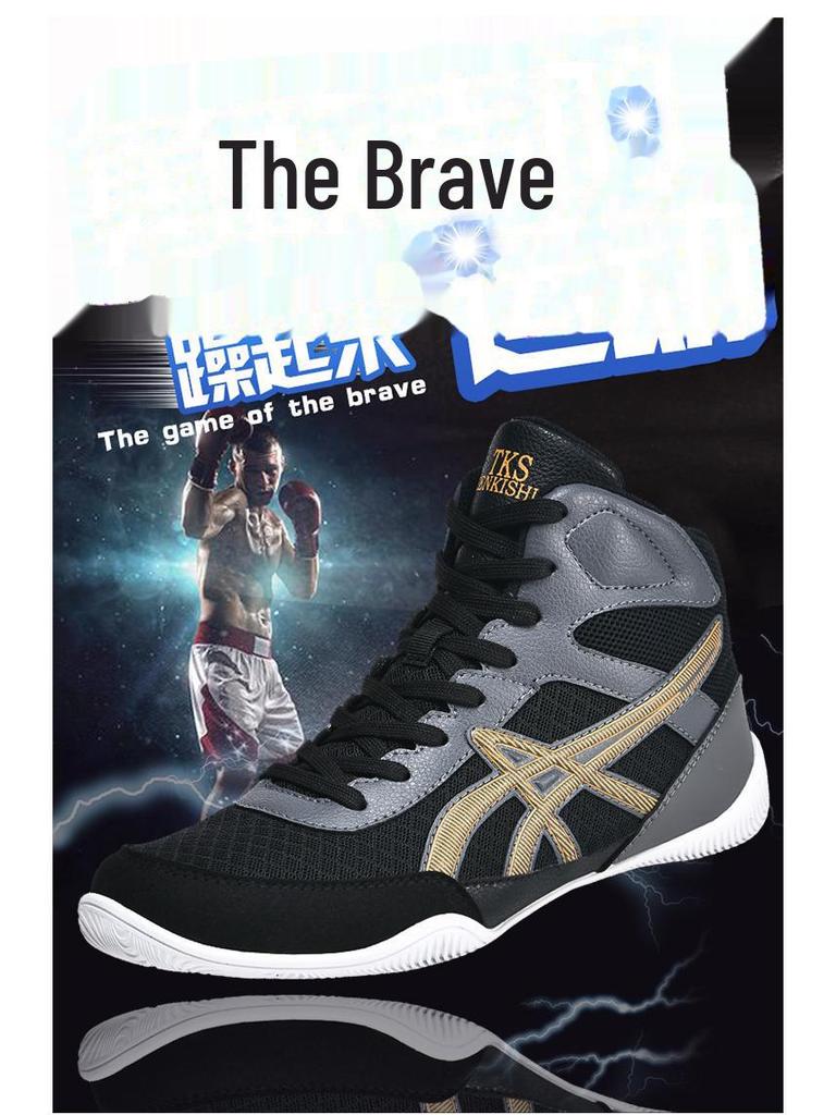 Мужская профессиональная обувь для борьбы, бокса, саньда и соревнований с высоким верхом.