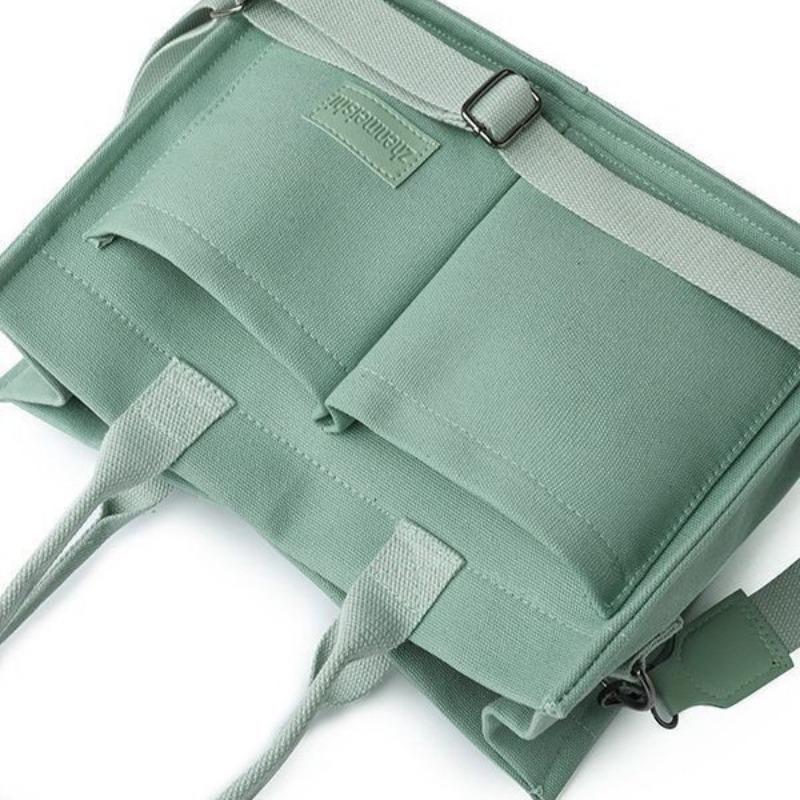 Холщовая сумка для женщин, вместительная сумка с несколькими карманами, модная сумка с диагональным ремнем, сумка с широким плечевым ремнем, сумка-тоут