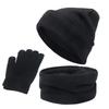 3pcs Winter Warm Women Thick Knitted Beanie Hat,Scarf Gloves Set,Outdoor Cycling Warm 3 Pieces,Unisex Solid Color Autumn Outfits