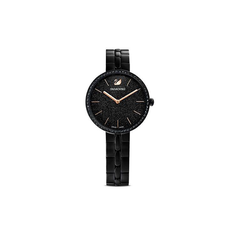 Swarovski Часы Cosmopolitan Кварцевый механизм Черный циферблат Элегантные Midnight Whisper Женские часы 5547646