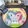 Круглый ковер с принтом единорога из мультфильма, ковер для кухни, спальни, ковер для детской комнаты, детский игровой коврик, коврик для ванной комнаты