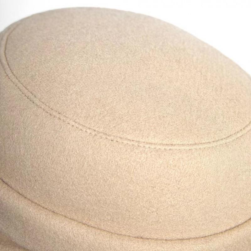 Temperament bow wool Hepburn top hat celebrity retro elegant French autumn and winter basin hat bucket hat felt hat