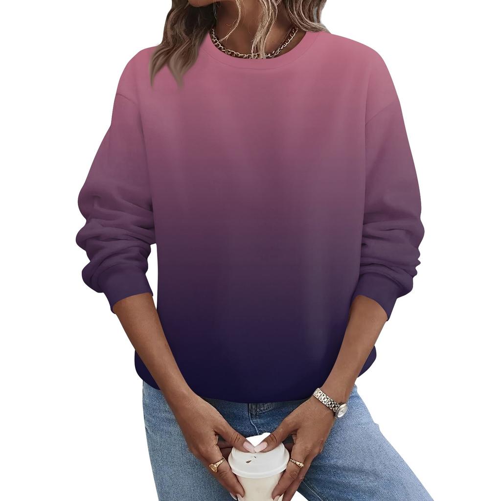 Женская осенне-зимняя повседневная толстовка с круглым вырезом и длинным рукавом с принтом