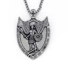 Cool Mens Christian Shield Cross Archangel Angel Michael Pendant Necklace Men