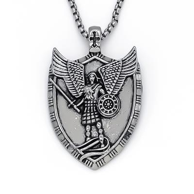 Крутой мужской христианский щит крест архангел ангел Михаил кулон ожерелье для мужчин