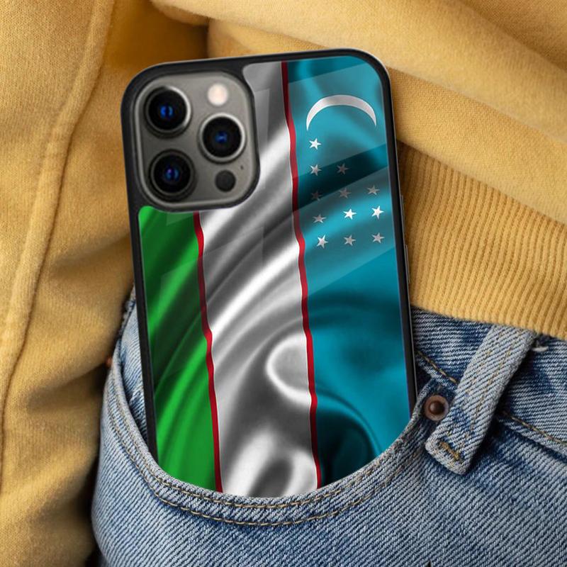 Мягкий чехол для телефона с флагом Узбекистана для iPhone 17 Air 16e Pro max 15 Pro 13 14 Plus 11 12 MagSafe Магнитный Coque