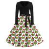 Women's Fashion V-neck Casual Slim-fit Christmas Print Long-sleeved Dress