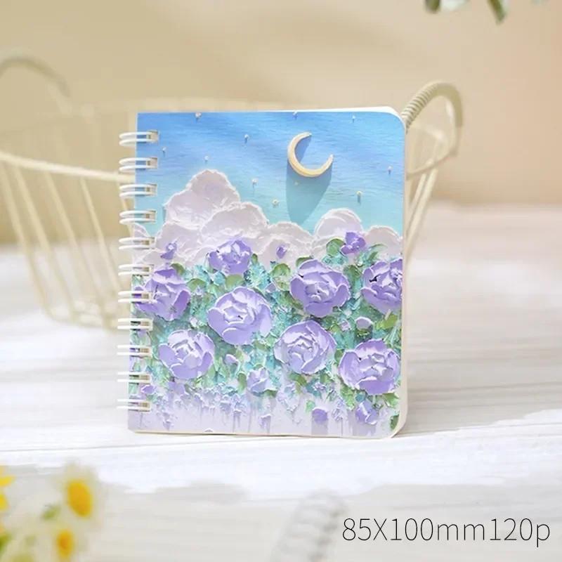 1 шт., маленький A7 эстетический блокнот для детей, масляная живопись, пейзажные блокноты со сценарием, портативный карманный блокнот для скрапбукинга