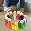 Rainbow Balls In Cups Montessori Toy, Baby Wooden Stacking Toy, Sensory Toy for Colour Sorting and Counting