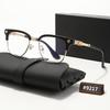 New metal half-frame glasses, Croft core wind engraved anti-blue flat glasses