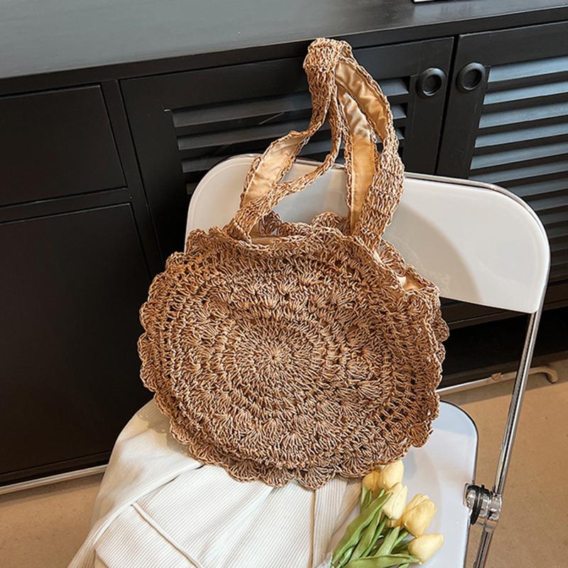 Летняя модная женская сумка на плечо большой емкости для пляжного отдыха из соломы