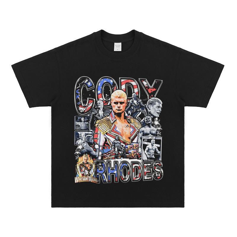 Футболка Коди Роудса Мужская футболка с коротким рукавом Бокс Реслинг Повседневная Спортивная Свободная Хлопковая Футболка