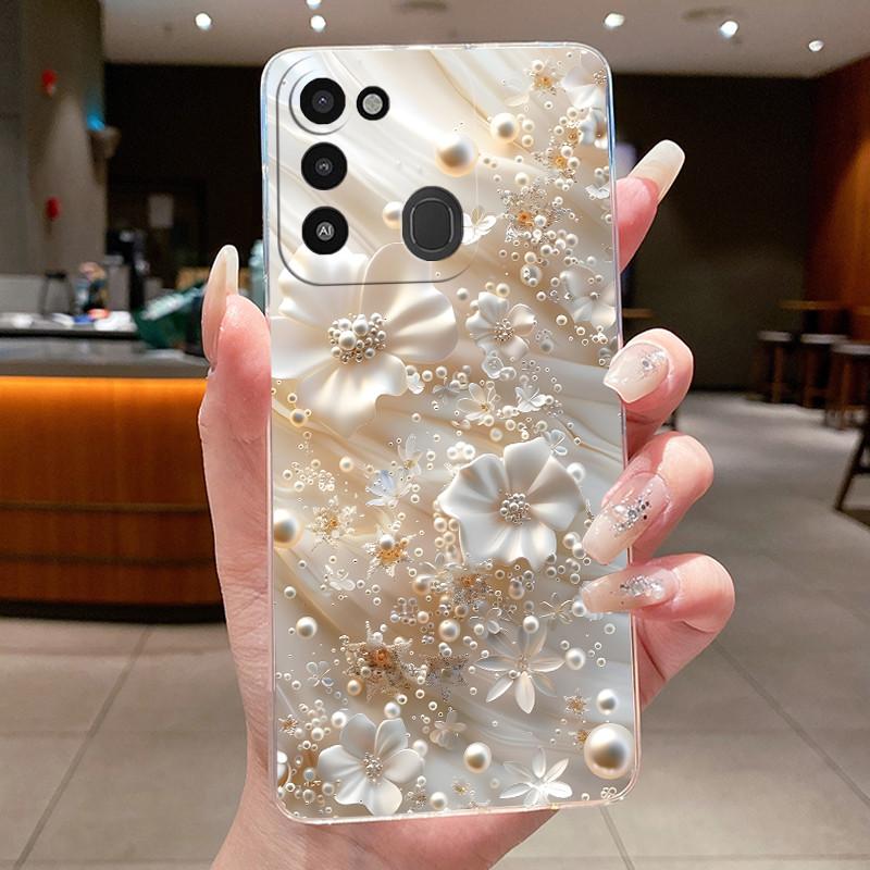 Задняя крышка для Tecno Spark 8C Чехол Прозрачный Роскошный Модный Эстетичный Бабочка Цветок Мягкий ТПУ Силиконовый Чехол для телефона Tecno KG5k KG5j