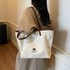 Tote Bag Women 2025 New Handbag Bear Embroidered Canvas Bag Large Capacity Class Commuter Shoulder Bag