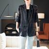 Suit Jacket Cotton Women Spring Autumn Slim Versatile Skeleton Casual Button Cardigan Tweed Lapel Cardigan Suit