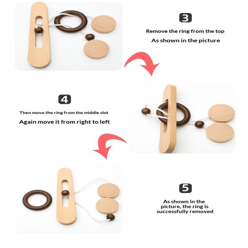 3D Wooden Interlocking Ring Puzzle IQ Challenge Brain Toy High Quality Solid Wood Perfect Classroom Prize for Elementary School Students