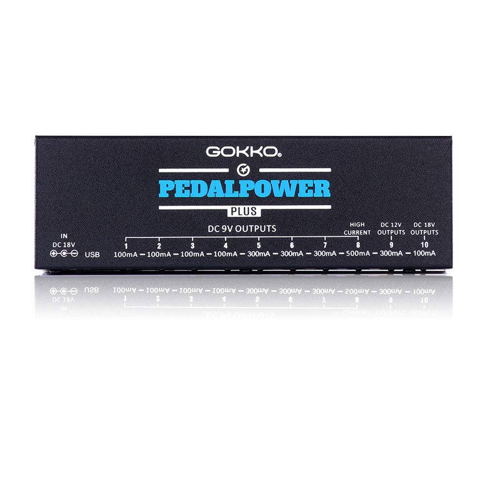 GOKKO AUDIO Блок питания для эффекторной педали, блок питания электрогитары, 10 независимых выходов постоянного тока, сертифицированный PSE 9 В/12 В/18 В (плюс)