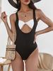 ZAFUL Twist Cut Out Ribbed Two Tone One-piece Swimsuit