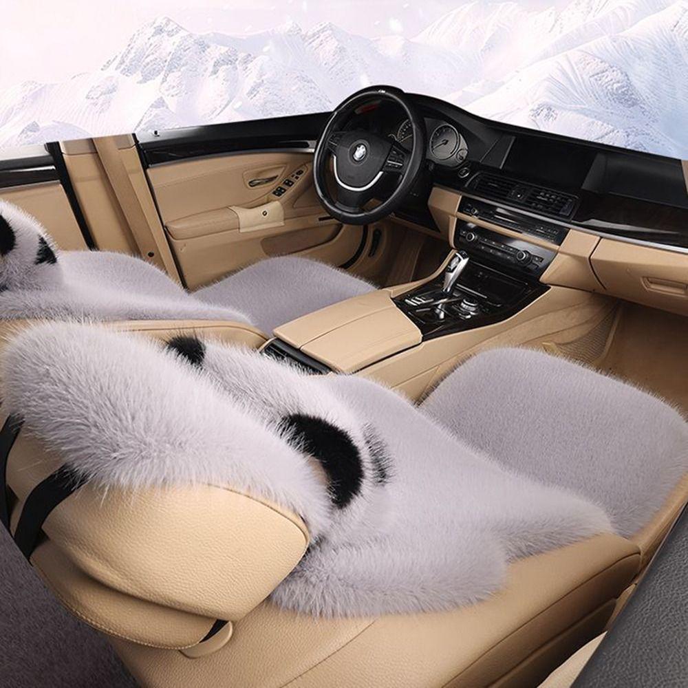 Non-slip Car Plush Cushion Cartoon Panda Backrest Lumbar Support Car Headrest Waist Support Winter