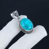 Natural Turquoise Gemstone Silver Pendant In 925 Sterling Silver - Handmade Oval Design, Everyday Wear Jewelry Gift For Love