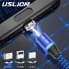 1M 3 In 1 Magnetic Cable For iPhone X Samsung Lighting Nylon Braided Micro USB Type C Magnet Cable