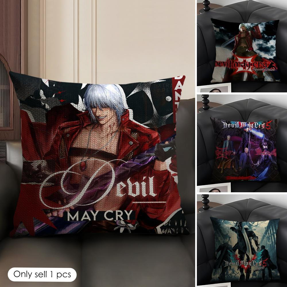 The DDevil May Cry Cushion Cover Natural Linen Organic Fabric DoubleSided Printing Sofa Home Decor Gift Pillow Case