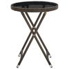 Side Table Brown 60 cm Poly Rattan and Tempered Glass