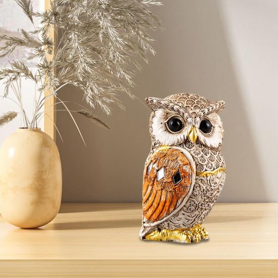 Статуэтка совы Реалистичный вид Животная тематика Орнамент Коллекционная фигурка совы Домашний декор Аксессуар для офисного стола