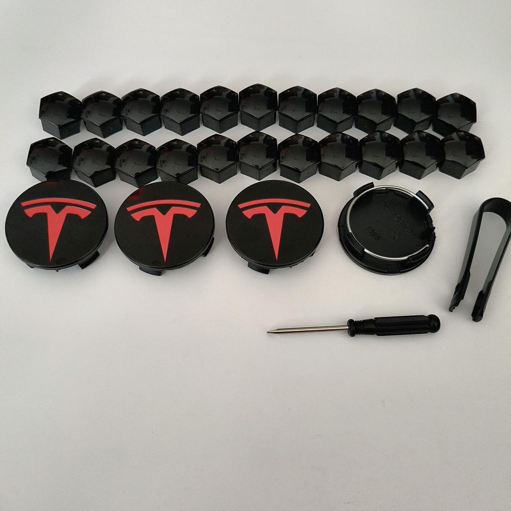 26PCS 30PCS Wheel Centerfor Tesla Model 3 Model Y 2025 Model Y Juniper Car Hub Decorative Caps Badge Lug Nut Protective Cover