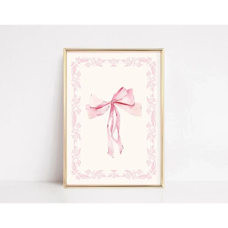 Modern Minimalist Coquette Bow Wall Art Poster Trendy Fashion Aesthetic Girl Poster Dorm Room Bedroom Living Room Home Decor