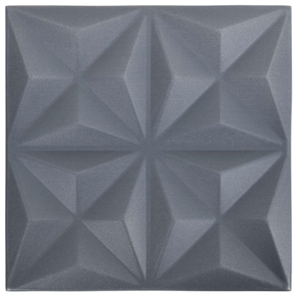 Wall Panels 24 pcs Origami Grey 50 x 50 cm XPS Foam