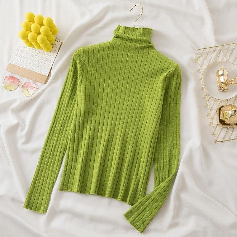 2023 зимний полосатый топ с высоким воротом, осенний модный тонкий однотонный пуловер с длинными рукавами, женский вязаный свитер, белый трикотаж 28733