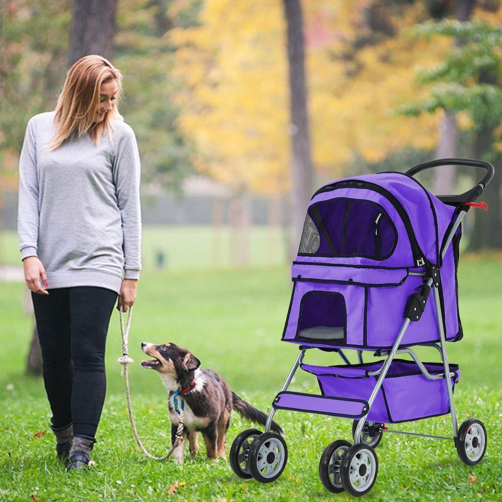 Wheels Cat Stroller, Pet Dog Jogger Stroller, Carrier Waterproof with Cup Holder & Removable Liner, Dog Strollers or Small Dogs,