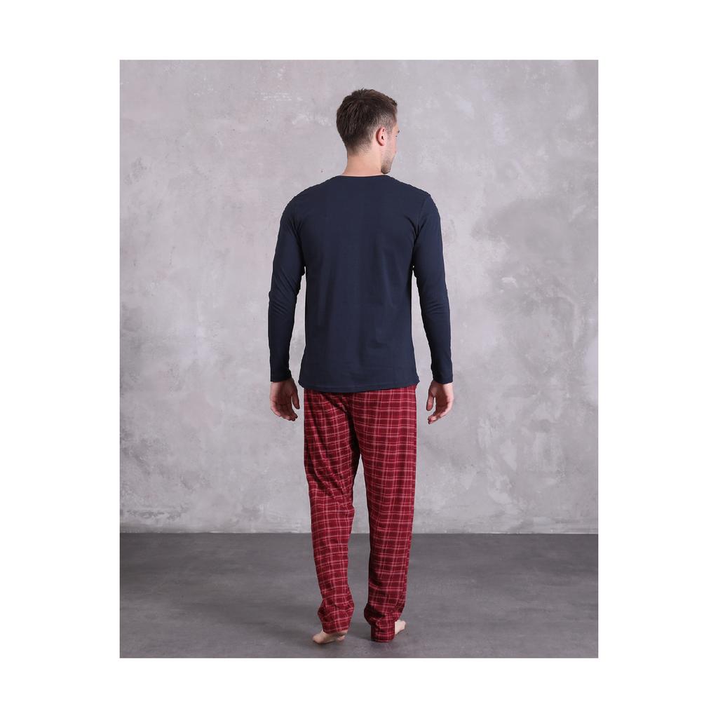 Мужской пижамный комплект с принтом в клетку, с длинным рукавом, с карманами, сезонный 100% хлопок, комплект для приданого, мягкий