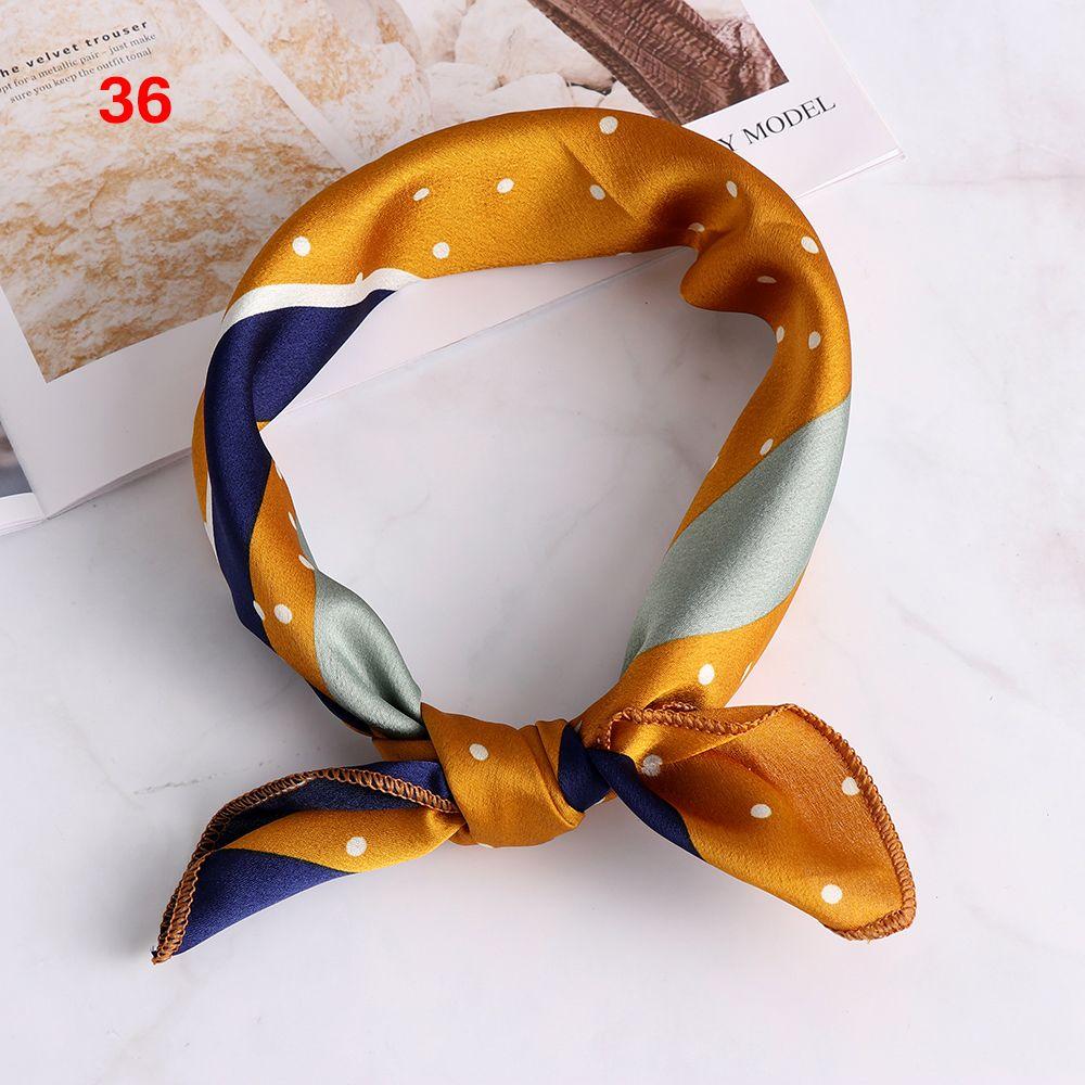 Vintage Wrist Wrap Head-Neck Tie Hair Band Silk Feel Satin Bandana Women Square Scarf Handkerchief