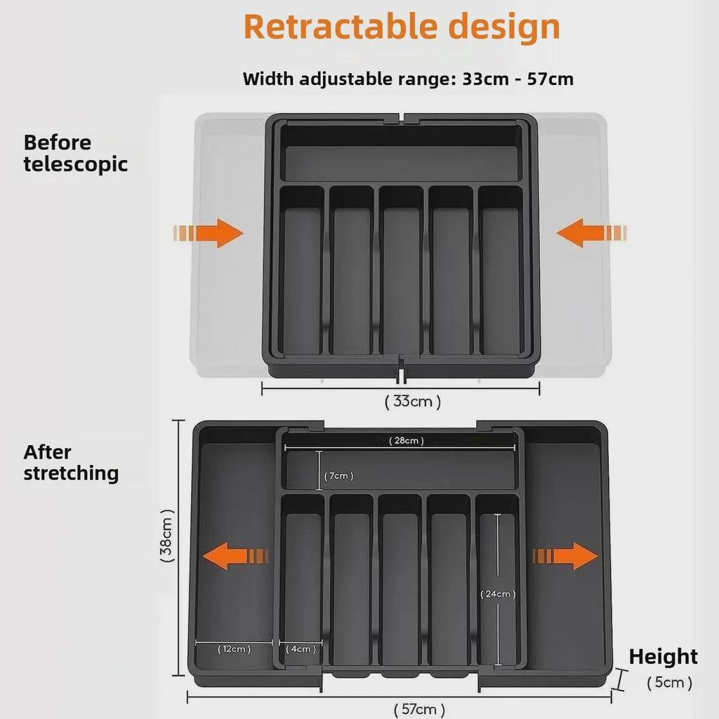 Регулируемый лоток для хранения столовых приборов