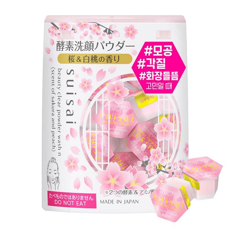 Suisai Beauty Clear Powder Wash N Sakura & Peach Scent, 32 pcs x 1 sets