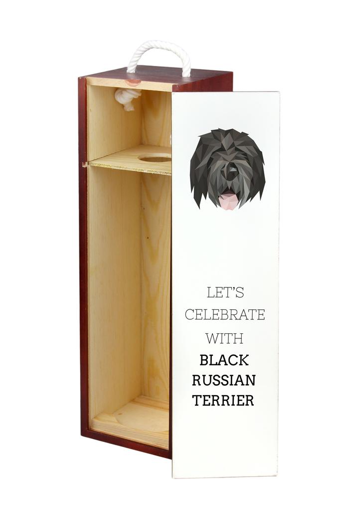 Czarny Terier Rosyjski, Russian Black Terrier - Geometryczne Pudełko Ze Zdjęciem I Napisem Na Wino Marki Art-Dog