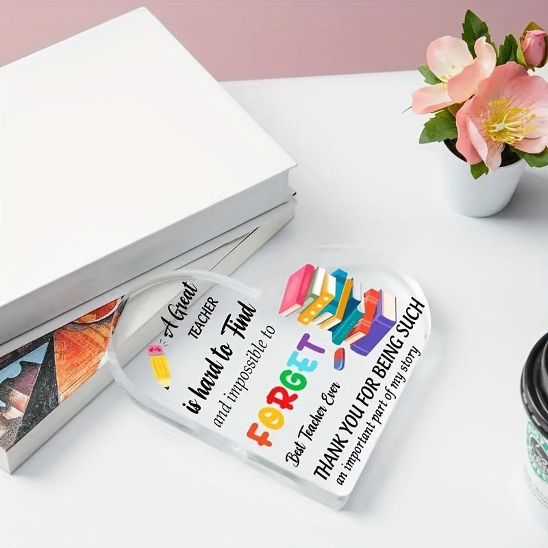 1PC Acrylic Heart Plaque For Teacher's Day Gifts, Best Teacher Ever Thank You,Paperweight Keepsake Gifts For Teacher Anniversary