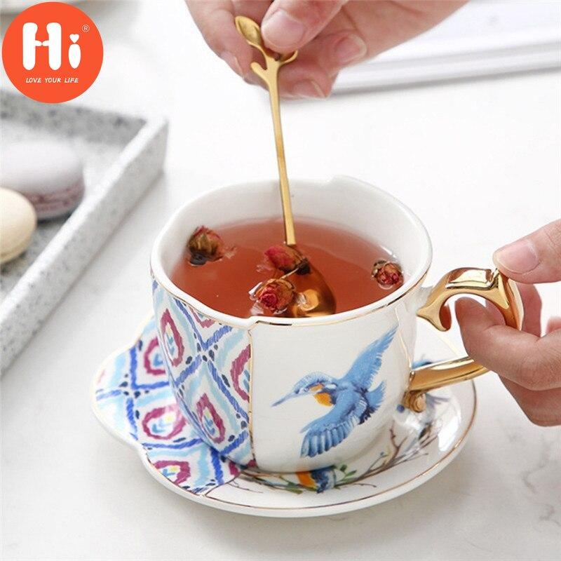 Керамическая кофейная чашка Hi с набором блюдец, пасторальная чашка, послеобеденный чай, чашка с молоком, черная кофейная кружка для латте, 250 мл