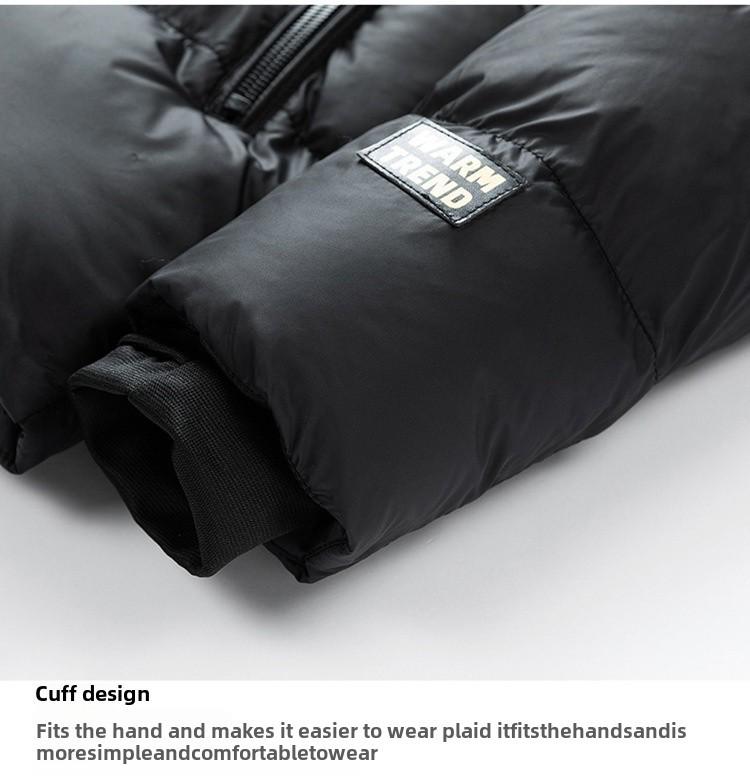 Мужская универсальная зимняя куртка из хлопка с капюшоном, черная с золотом — плотная, теплая, в студенческом стиле