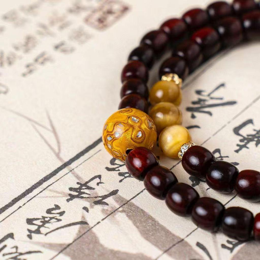 Indian Small Leaf Sandalwood Bead Bracelet - Unisex Prayer Beads, Live Broadcast Goods, Straight Cut Design.