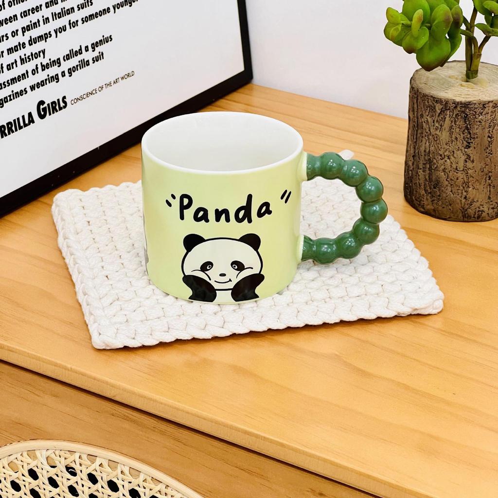 Креативная мультяшная керамическая кружка с крышкой и ложкой, семейная кружка, чашка фэн-шуй для девочек, большой объем