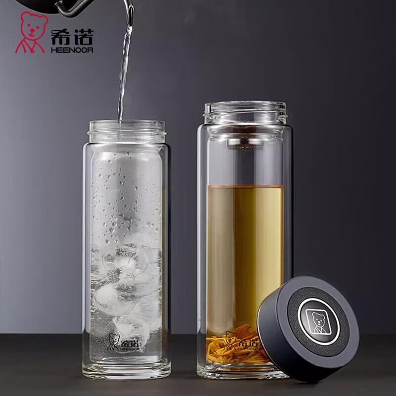 HEENOOR Double-Walled Insulated Glass Tea Infuser Cup