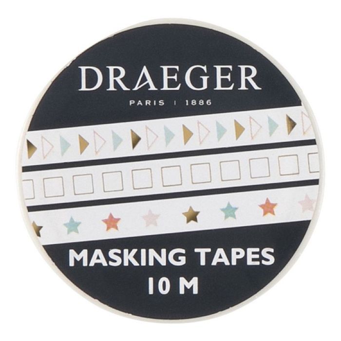 Masking Tape - Draeger Paris - 3 Rolls - Stars, Triangles, Squares - Pink, Blue, Gold