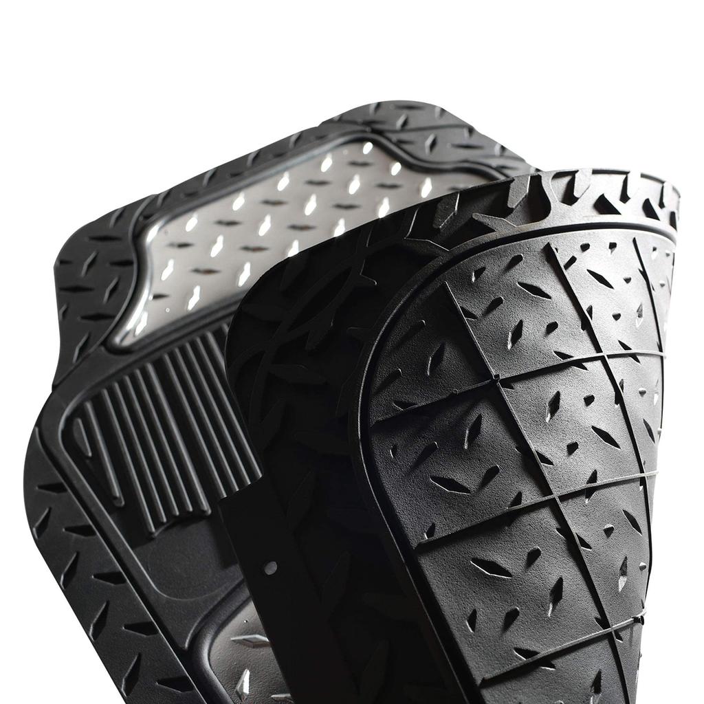 FH Group Group Car Floor Front 71 X Rear 46 X Imported from F11315SILVER (FH International) Mats, Silver, Scissor-Cut Rubber, 37cm-46cm, 32cm-46cm