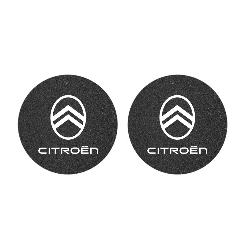 TXBB4 2PCS Citroen Emblem Badge Car Anti Slip Mat Coaster Water Cup Slot For Citroen C8 DS3 C6 C3 Vts C4 Saxo C4L C5 C2 C1 Xsara C3-XR