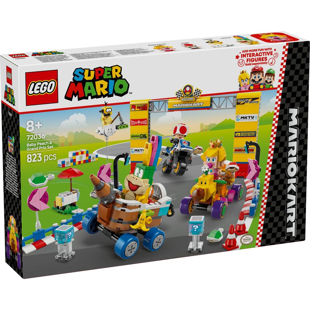 LEGO Super Mario Mario Kart – Baby Peach и набор Grand Prix, игрушка, подарок на день рождения, блок, 10 лет, игра Mario Goods 72036