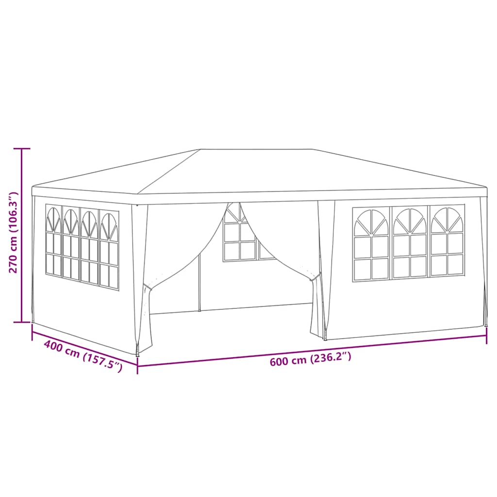 Professional Party Tent with Side Walls 4*6 m White 90 g m²
