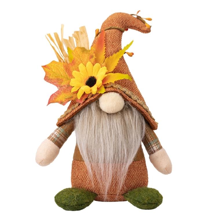 Stylish Thanksgiving Theme Standing Doll Unique Fall Season Bendable Hat Gnome Figure Table Ornament for Thanksgiving